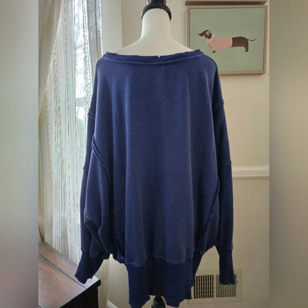 Free People We The Free Graphic Camden Sweatshirt - Blue Floral - Large - Picture 7 of 8